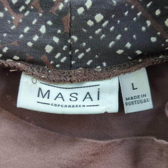 Masai Copenhagen Shift Dress Women’s Large Brown Black Floral Print Long Sleeve - Picture 10 of 16